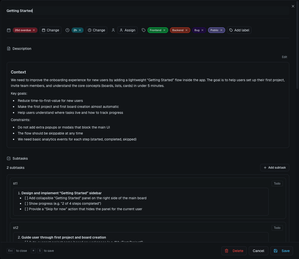 Tangoo task details modal